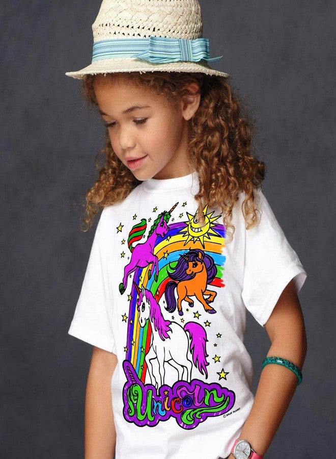 Splat Planet Colour-in Unicorn T-Shirt with 10 Non-Toxic Washable Magic Pens - Colour Your Own, Colour-in and Wash Out T-Shirt, Reusable Colouring Clothes for Kids, for Kids - Image 5